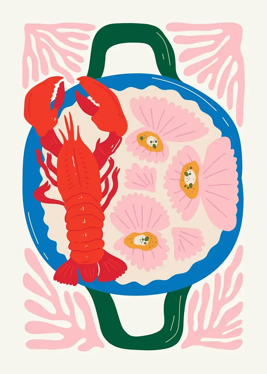 Minimalism Foods Posters Delicious Oyster Pink Ramen Bowl Shrimp Hot Dog Prints Diamond Painting