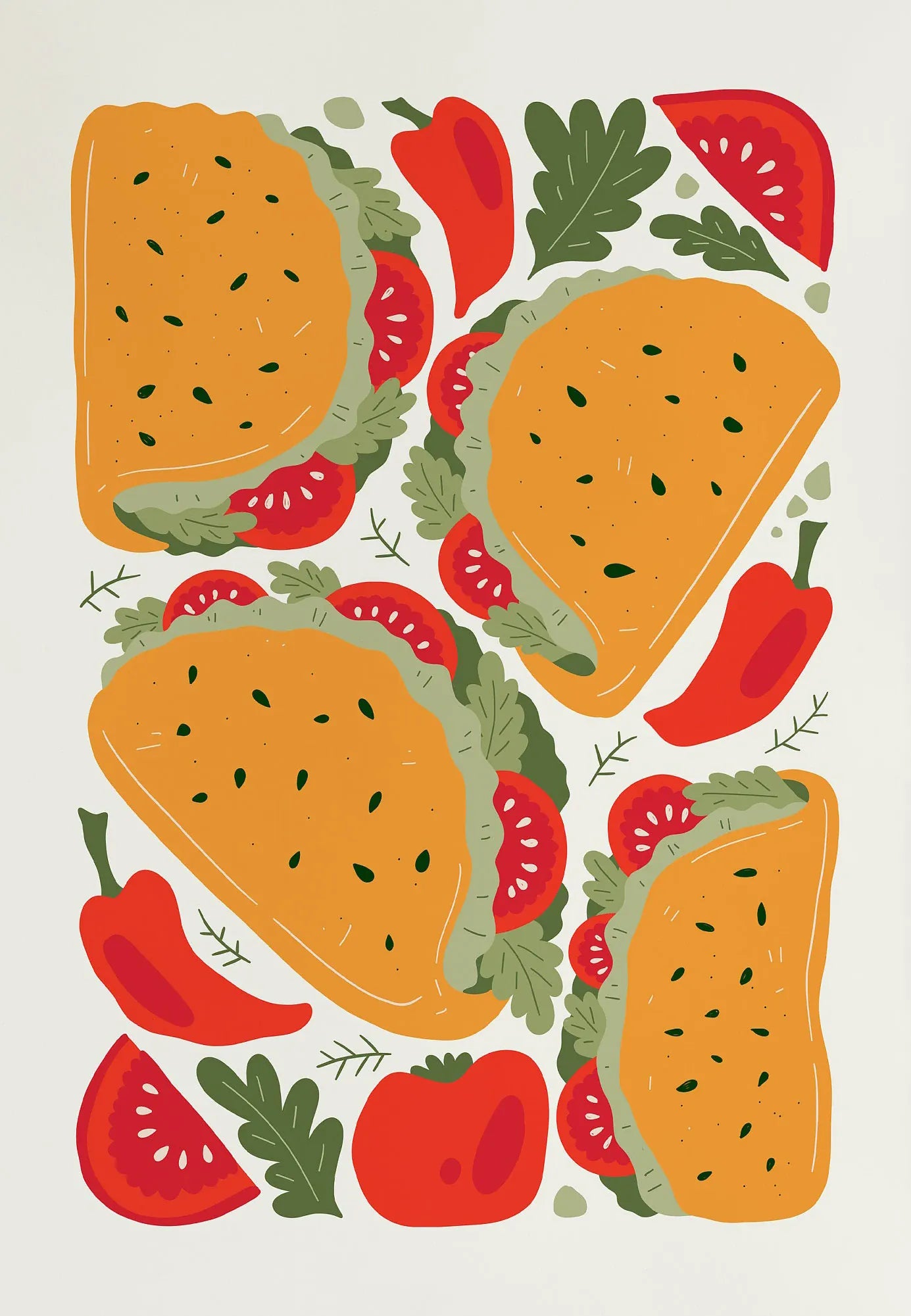 Hot Dog Hamburger Pizza Cake Food Abstract Poster Print Diamond Painting Wall Art Picture Kitchen Dining Room Aesthetics Decor