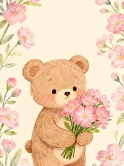 DIY Pink Sweater Teddy Bear Diamond Painting, Cloud Star Floral Cartoon Art For Living Room Home Wall Decoration Handmade Gift
