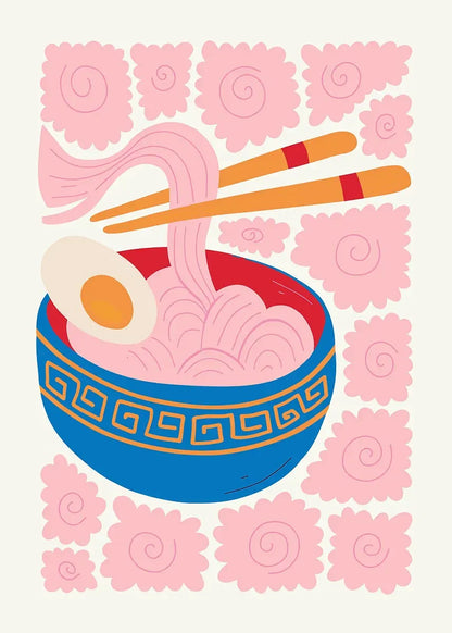 Minimalism Foods Posters Delicious Oyster Pink Ramen Bowl Shrimp Hot Dog Prints Diamond Painting
