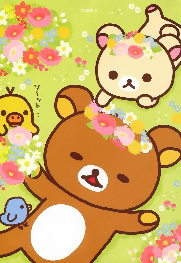 Frameless,Anime Cute Cartoon R-Rilakkuma DIY Diamond Drawing Manga Bear Chick Cat Reading Nursery Children Kawaii Room Decoratio