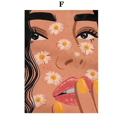 2026 Retro Pop Art Illustration Fashionable And Modern Women Floral Arrangement Fashion Wall Art Diamond Painting Nordic Poste