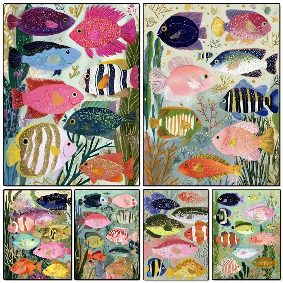 DIY 5D Diamond Painting Kit Embroidery Tropical Fish Coral Ocean Landscape Full Drill Diamond Art Mosaic Cross Stitch Home Decor