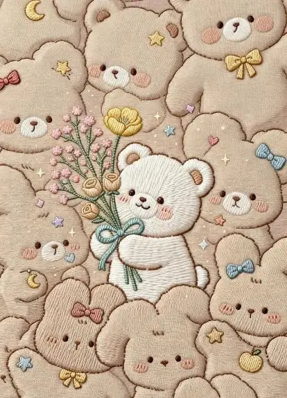 DIY Pink Sweater Teddy Bear Diamond Painting, Cloud Star Floral Cartoon Art For Living Room Home Wall Decoration Handmade Gift