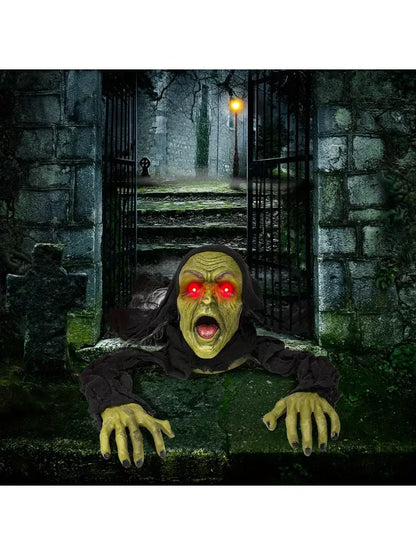 Outside Zombie Groundbreaker Halloween Decoration Outdoor Halloween Zombie Decor with Sound and Flashing Eyes Scary Groundbreaker for Yard Lawn Graveyard Decorations