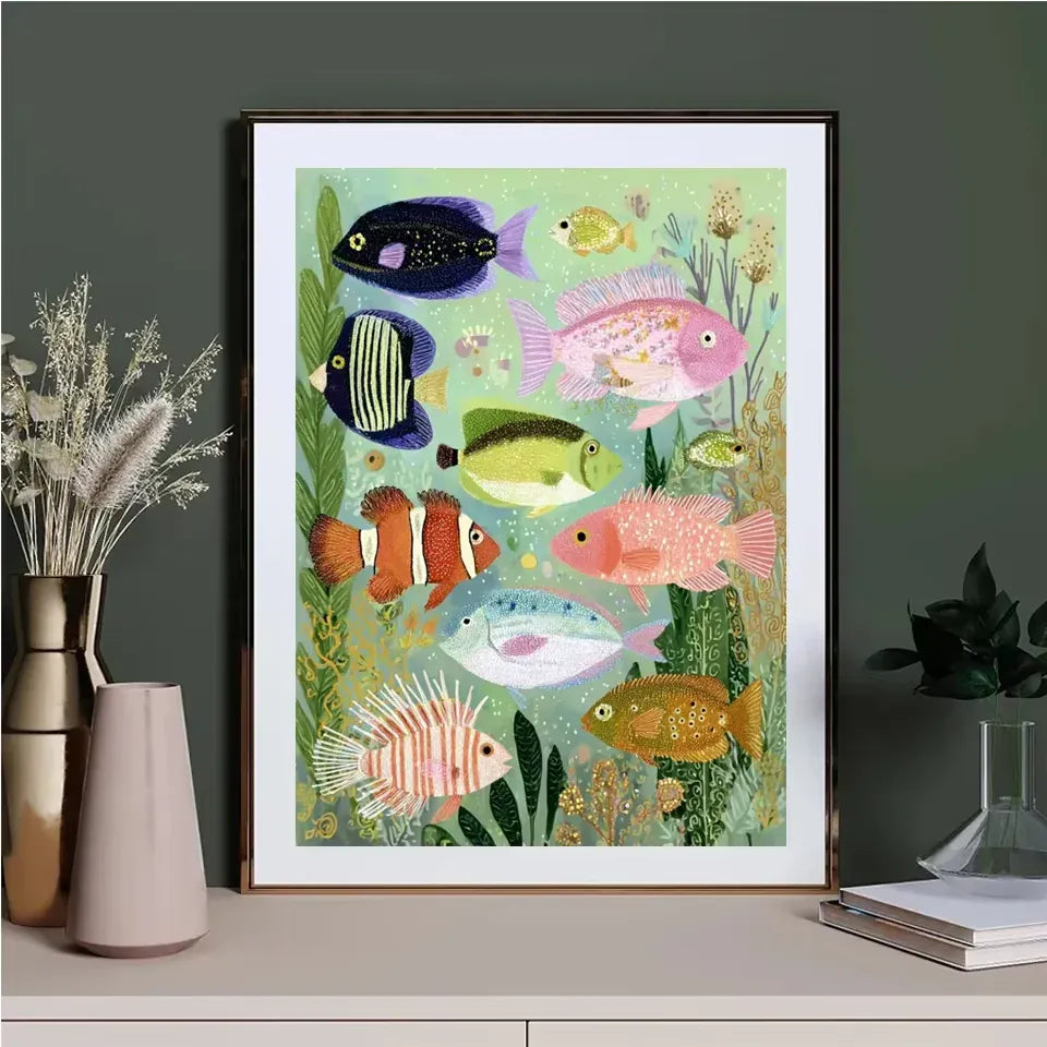 DIY 5D Diamond Painting Kit Embroidery Tropical Fish Coral Ocean Landscape Full Drill Diamond Art Mosaic Cross Stitch Home Decor