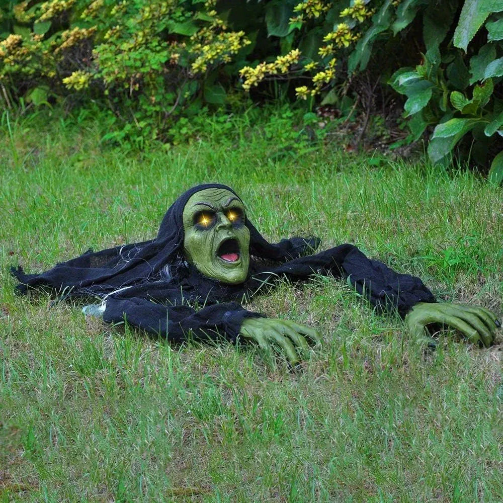 Outside Zombie Groundbreaker Halloween Decoration Outdoor Halloween Zombie Decor with Sound and Flashing Eyes Scary Groundbreaker for Yard Lawn Graveyard Decorations