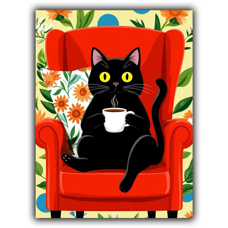 Diamond Painting Cartoon Cute Cat Diamond Mosaic Full Square Round Drill Embroidery Animal Decoration Living Room