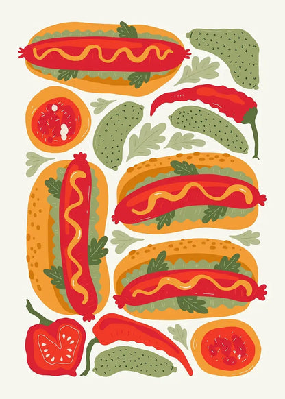 Minimalism Foods Posters Delicious Oyster Pink Ramen Bowl Shrimp Hot Dog Prints Diamond Painting
