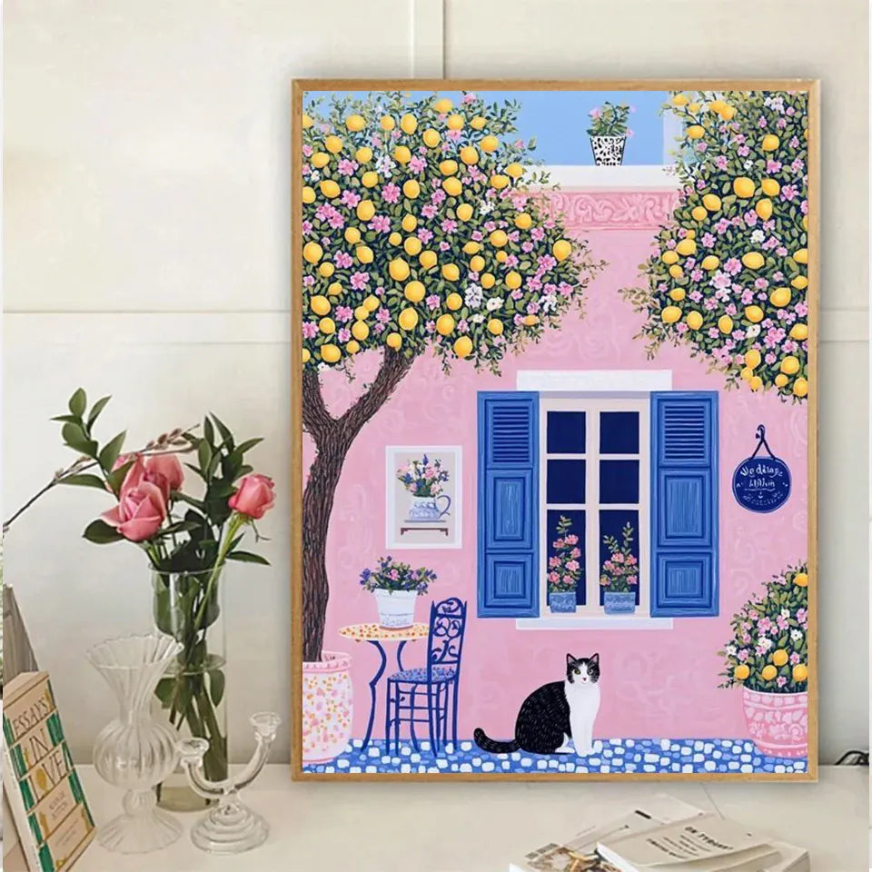 Diamond Painting Cartoon Cute Cat Diamond Mosaic Full Square Round Drill Embroidery Animal Decoration Living Room