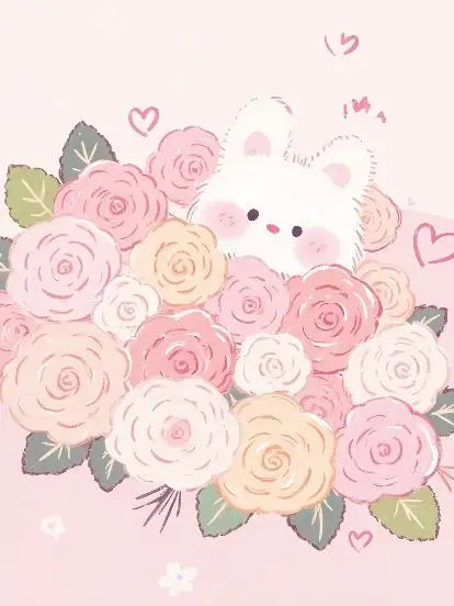 DIY Pink Sweater Teddy Bear Diamond Painting, Cloud Star Floral Cartoon Art For Living Room Home Wall Decoration Handmade Gift