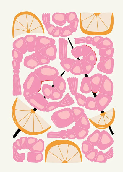 Minimalism Foods Posters Delicious Oyster Pink Ramen Bowl Shrimp Hot Dog Prints Diamond Painting
