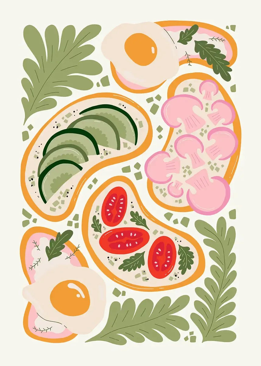 Minimalism Foods Posters Delicious Oyster Pink Ramen Bowl Shrimp Hot Dog Prints Diamond Painting