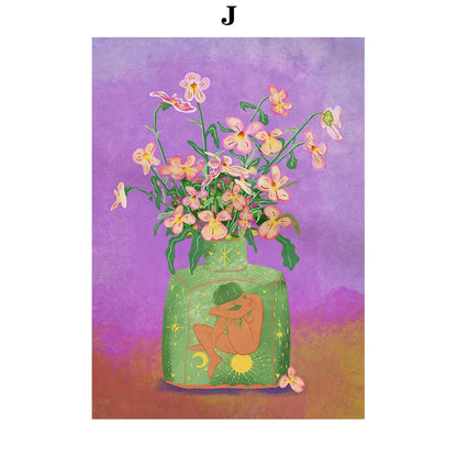 2026 Retro Pop Art Illustration Fashionable And Modern Women Floral Arrangement Fashion Wall Art Diamond Painting Nordic Poste
