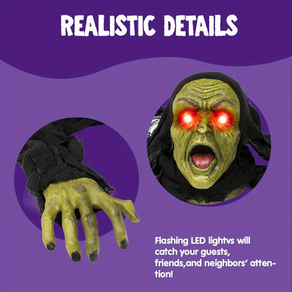 Outside Zombie Groundbreaker Halloween Decoration Outdoor Halloween Zombie Decor with Sound and Flashing Eyes Scary Groundbreaker for Yard Lawn Graveyard Decorations