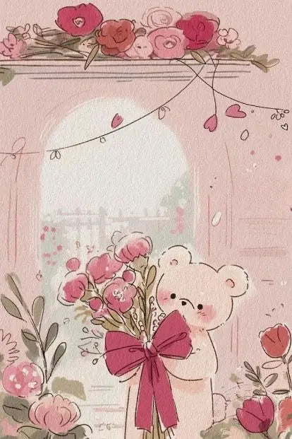 DIY Pink Sweater Teddy Bear Diamond Painting, Cloud Star Floral Cartoon Art For Living Room Home Wall Decoration Handmade Gift
